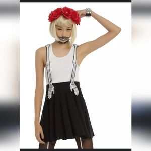 Hot Topic Skeleton Suspender Skirt Medium